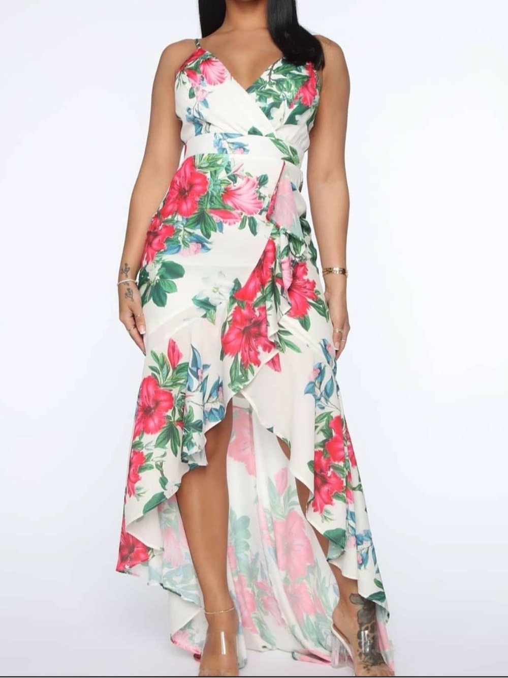 Craft Floral Maxi Dress - Red and Green
